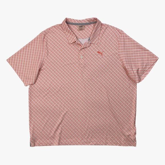Puma Polo Shirt Mens XXL 2XL Nectarine White Mattr Leucadia Palm Tree Print Golf - Picture 1 of 10